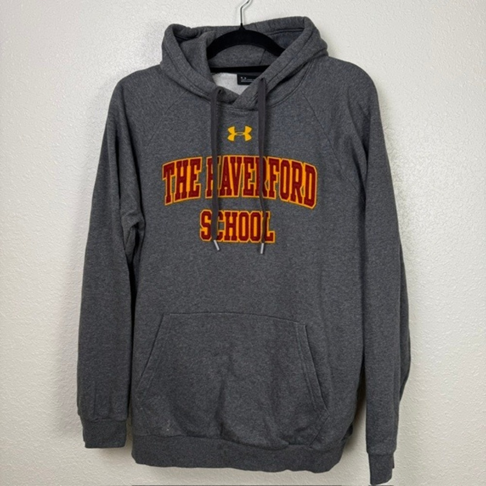 Under Armour The Haverford School Hoodie Pullover Sweatshirt Gray Medium